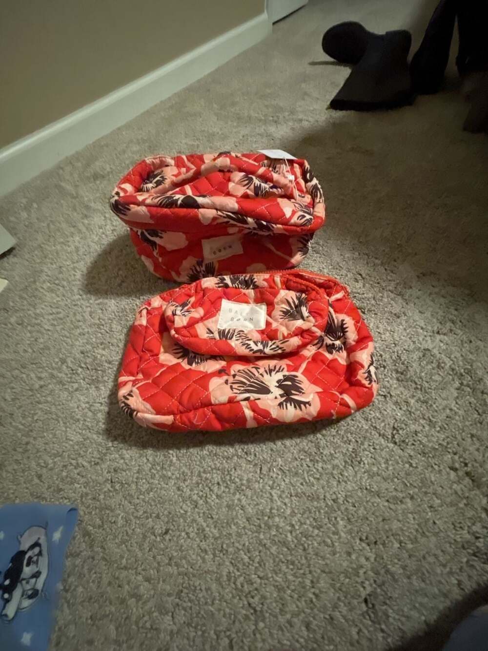 Baltic Born Kelani Quilted Cosmetic Bag Set Red Floral